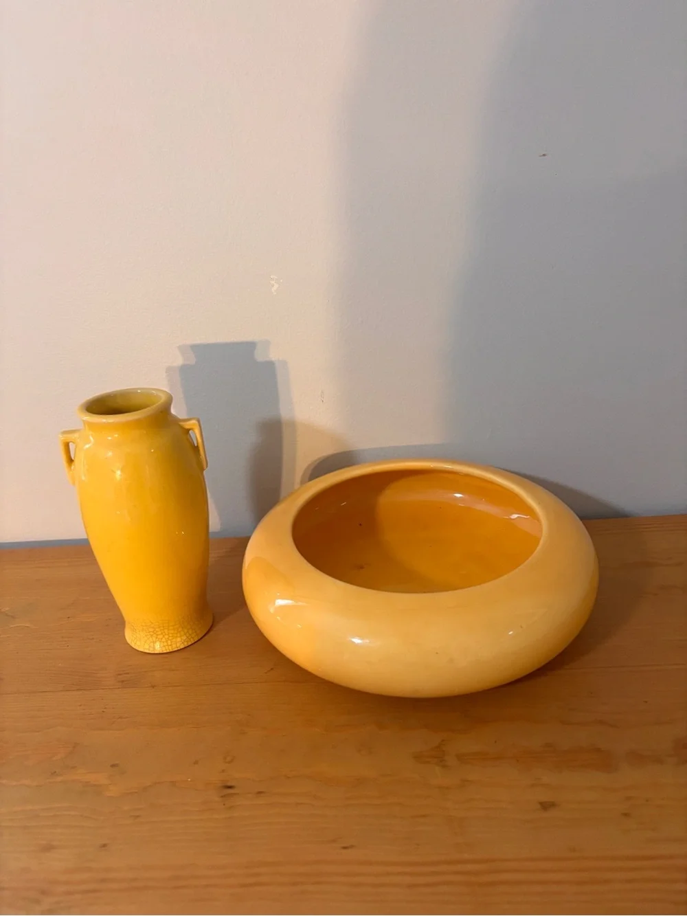 1921 Roseville Pottery Rosecraft Yellow Vase and Bowl